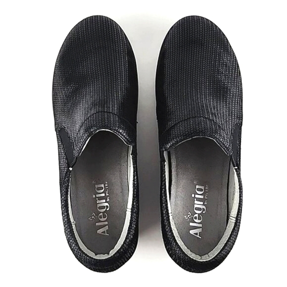 Alegria Women's Eryn Bob & Weave Black Leather Slip On Wedge Shoes Sz 38 - Picture 5 of 16